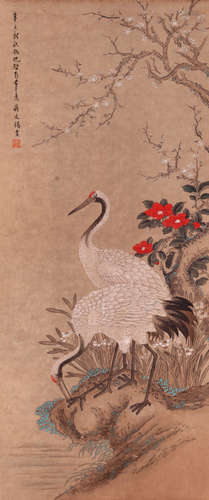 CHINESE INK AND COLOR SCROLL PAINTING