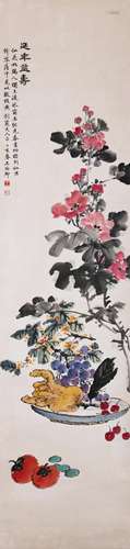 CHINESE INK AND COLOR SCROLL PAINTING