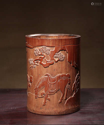 Chinese Bamboo Carved Brush Pot