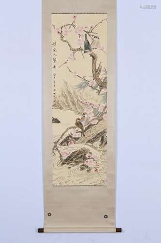 CHINESE INK AND COLOR SCROLL PAINTING