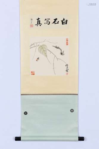 CHINESE INK AND COLOR SCROLL PAINTING