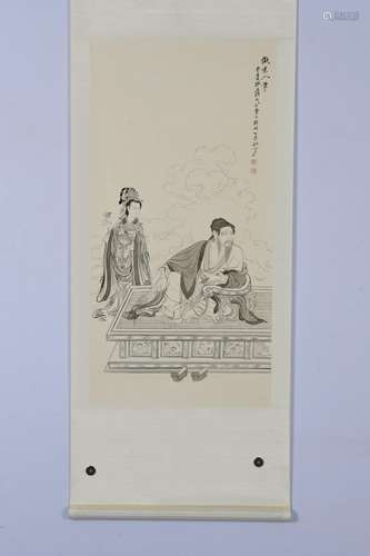 CHINESE FIGURINE SCROLL PAINTING