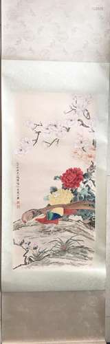 CHINESE INK AND COLOR SCROLL PAINTING