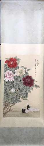 CHINESE INK AND COLOR SCROLL PAINTING