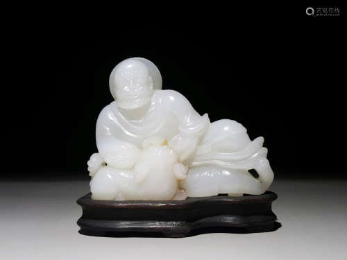 CHINESE WHITE JADE CARVED LOHAN
