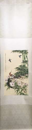 CHINESE INK AND COLOR SCROLL PAINTING