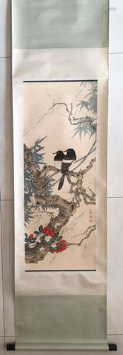 CHINESE INK AND COLOR SCROLL PAINTING