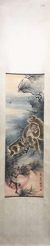 CHINESE INK AND COLOR SCROLL PAINTING