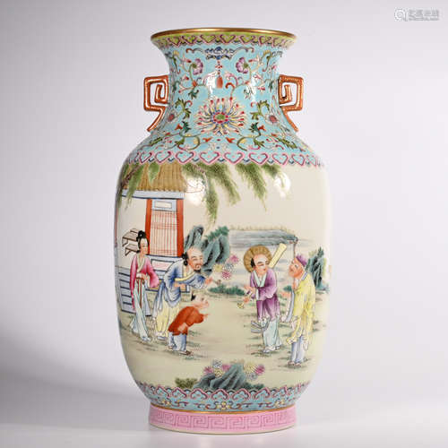 CHINESE FAMILLE ROSE PORCELAIN VASE, MARKED