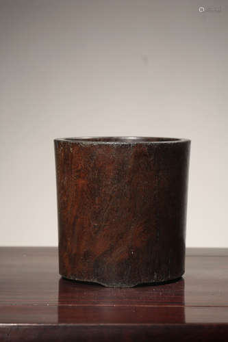 CHINESE HARDWOOD BRUSH POT