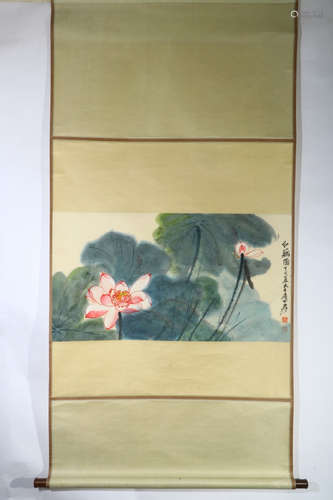 CHINESE INK AND COLOR SCROLL PAINTING