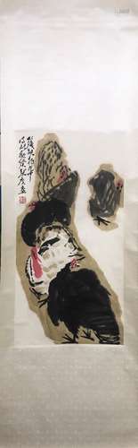 CHINESE INK AND COLOR SCROLL PAINTING