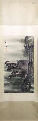 CHINESE INK AND COLOR SCROLL PAINTING