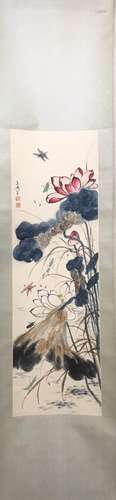 CHINESE INK AND COLOR SCROLL PAINTING