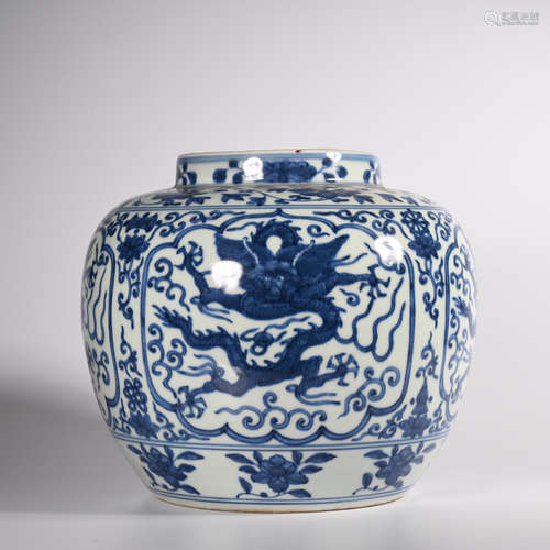 CHINESE BLUE WHITE PORCELAIN JAR, MARKED