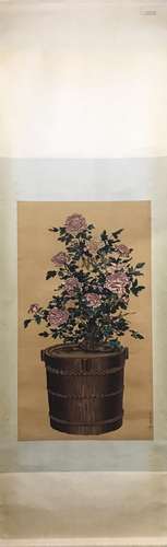 CHINESE INK AND COLOR SCROLL PAINTING