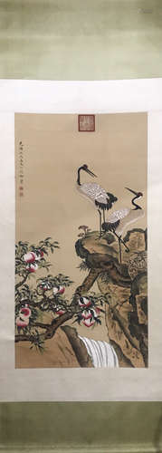 CHINESE INK AND COLOR SCROLL PAINTING