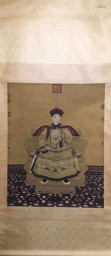 CHINESE INK AND COLOR SCROLL PAINTING