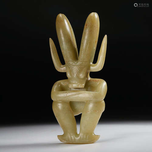 CHINESE CELADON JADE FIGURINE