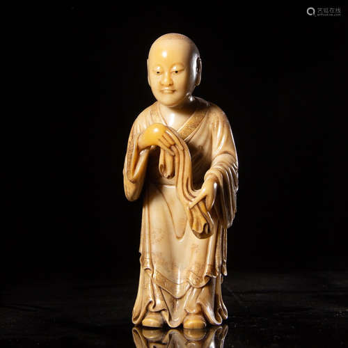 CHINESE SOAPSTONE CARVED LOHAN