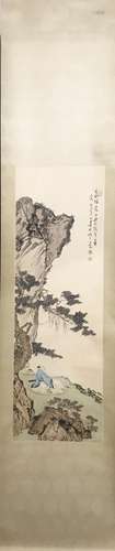 CHINESE INK AND COLOR LANDSCAPE SCROLL PAINTING