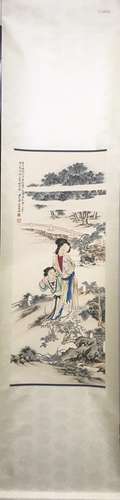 CHINESE INK AND COLOR SCROLL PAINTING