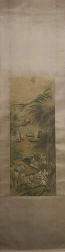 CHINESE INK AND COLOR SCROLL PAINTING