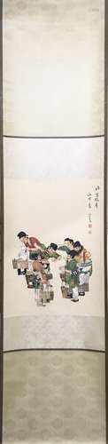 CHINESE INK AND COLOR SCROLL PAINTING