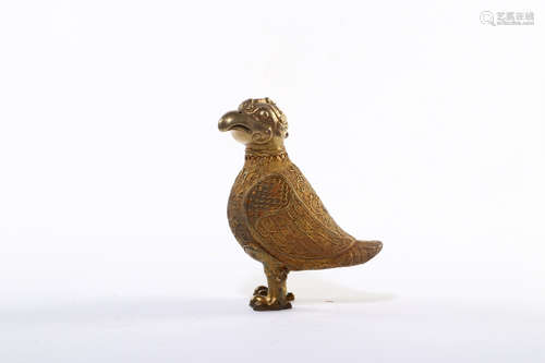 CHINESE GILT SILVER WIRE BIRD