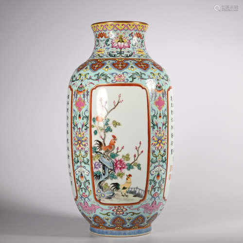 CHINESE FAMILLE ROSE PORCELAIN VASE, MARKED