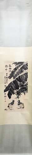 CHINESE INK AND COLOR SCROLL PAINTING