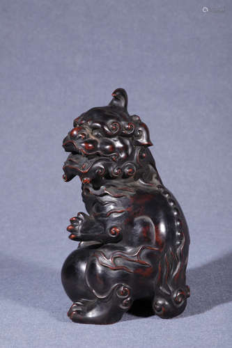 CHINESE HARDWOOD CARVED BEAST