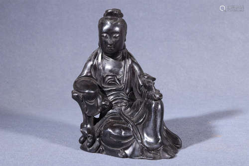 CHINESE HARDWOOD CARVED GUANYIN