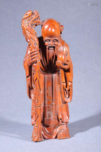 CHINESE HARDWOOD CARVED LAOSHOU