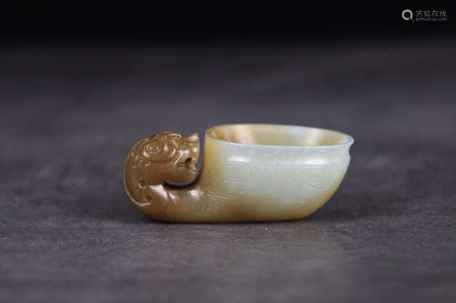 CHINESE JADE CARVED DRAGON CUP