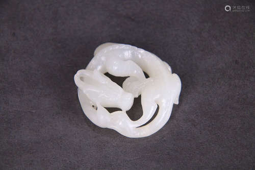 CHINESE WHITE JADE DRAGON PENDANT