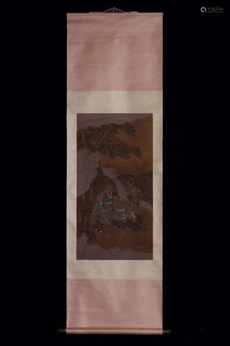 CHINESE INK AND COLOR SCROLL PAINTING