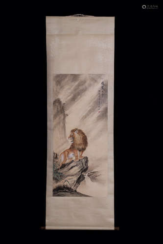 CHINESE INK AND COLOR SCROLL PAINTING