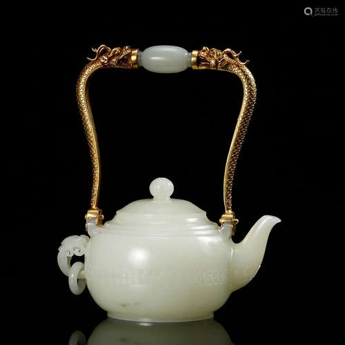 CHINESE WHITE JADE TEA POT