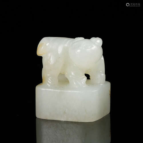 CHINESE WHITE JADE BEAST SEAL