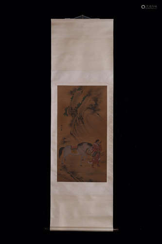 CHINESE INK AND COLOR SCROLL PAINTING