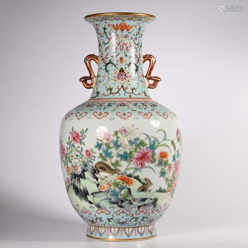 CHINESE FAMILLE ROSE PORCELAIN VASE, MARKED