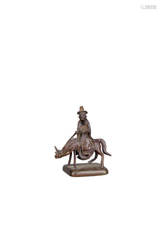 明 銅雕高士騎驢印章
