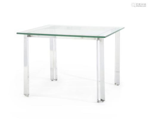 A chrome and glass game table