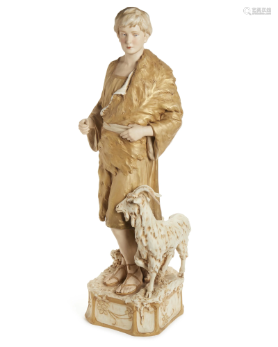 A tall Royal Dux shepherd figure