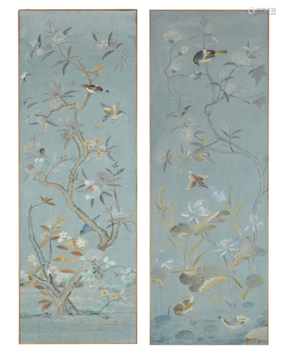 A pair of Chinoiserie-style wall panels