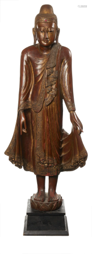 A Mandalay-style Burmese standing Buddha figure