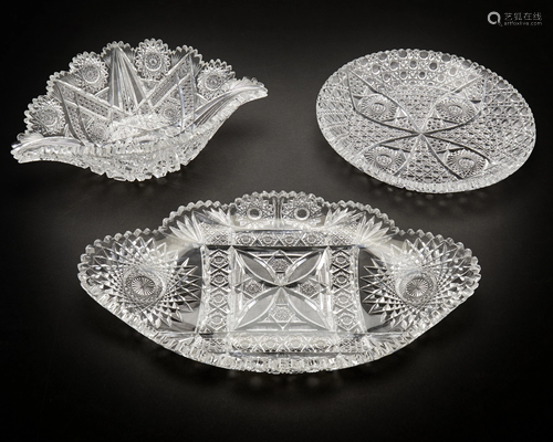 Three American brilliant-cut glass items