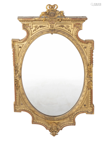 A Neoclassical-style carved and giltwood wall mirror