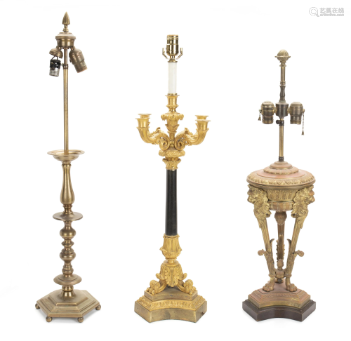 A group of three table lamps